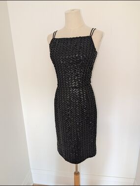 Vintage 1950/60s Black Sequin Sheath Dress - Elegant Evening Wear